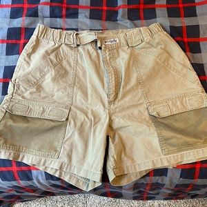 Vintage, tan Columbia PFG cargo fishing shorts